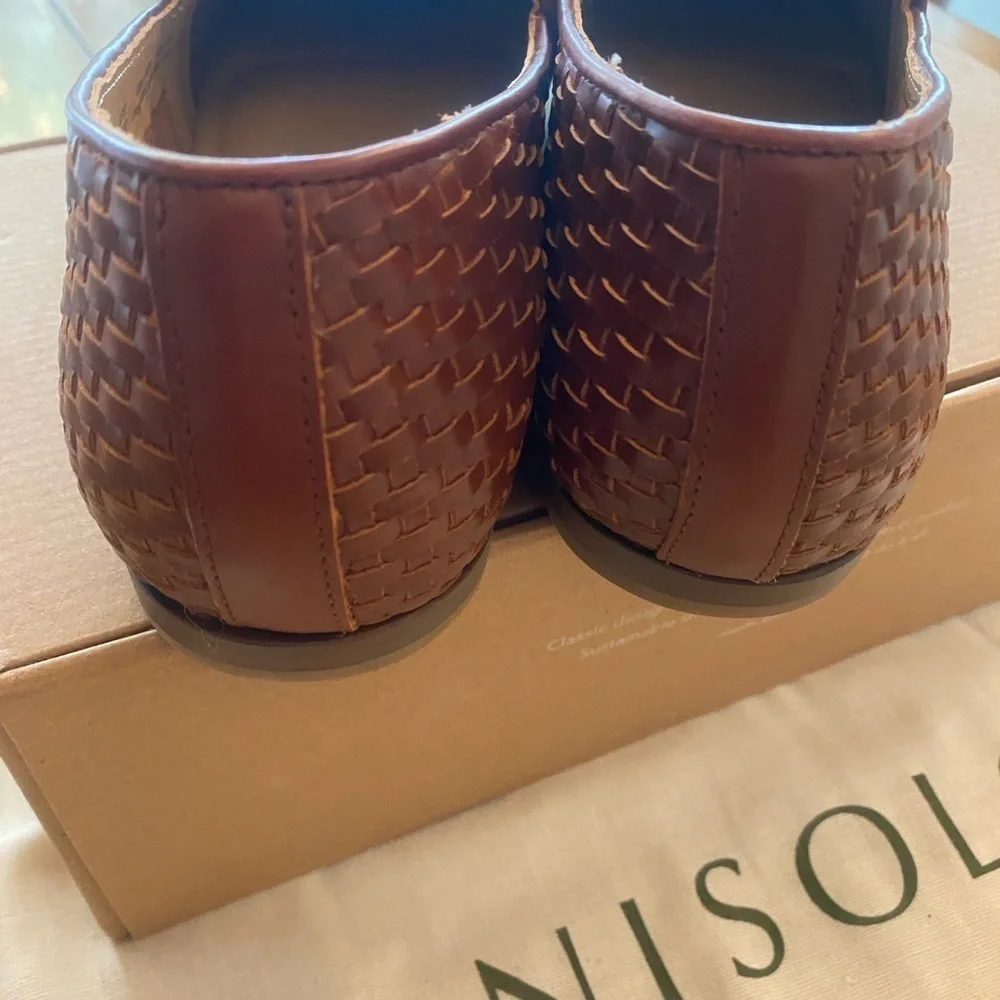 Men’s Woven Leather Slip On Loafer Nisolo Alejandro Brown Brandy New Size 11